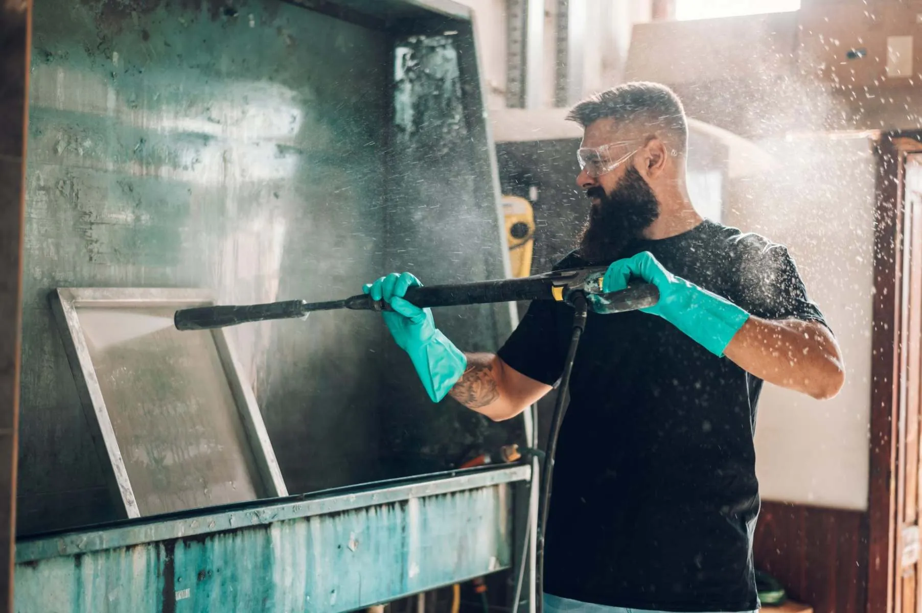 Operative jet washing industrial equipment, industrial cleaning by John Addley Ltd Liverpool